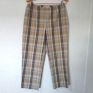 Madison & Max Brown Plaid Capri Crop Pants